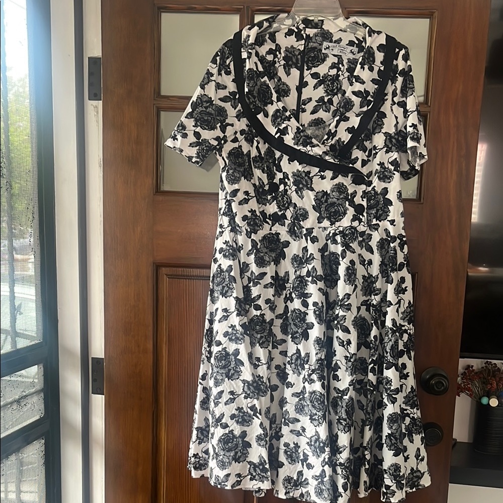 Hell Bunny Black and White Floral Dress